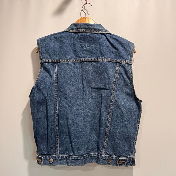 Gitano Denim Vest Size L Vintage 90s Button Front Pockets Cotton - Picture 2 of 8